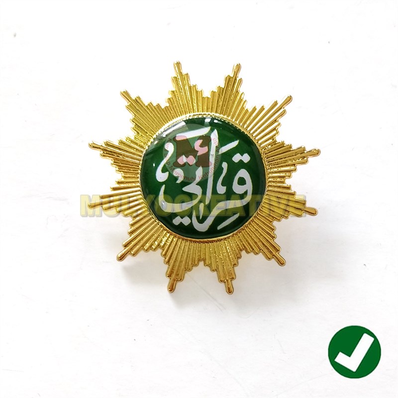 Lencana Pin Qiroati Model Matahari Pin Qiroati Bahan Kuningan
