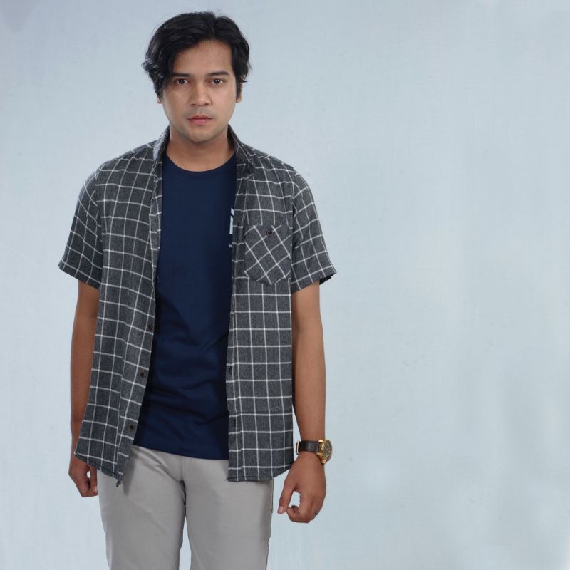 Baju Kemeja Pria Lengan Pendek Flanel