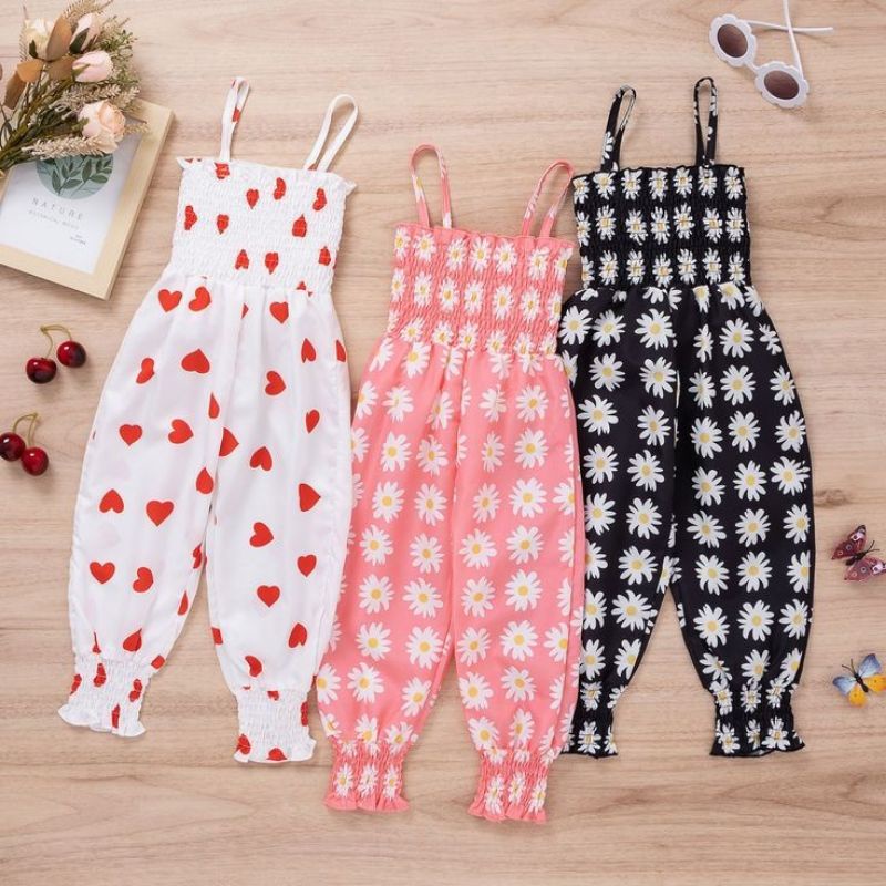 Jumpsuit Anak Naura 2-4 Tahun / Overall Anak Perempuan Daisy Flowers Jumpsuit