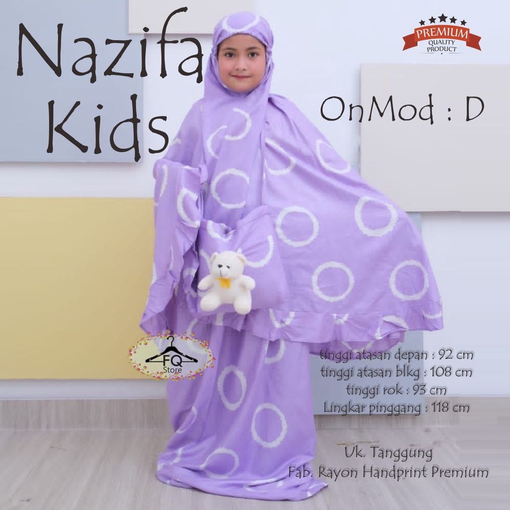 MUKENA ANAK TANGGUNG NAZIFA KIDS / MUKENA ANAK BAHAN RAYON / MUKENA RAYON HANDPRINT