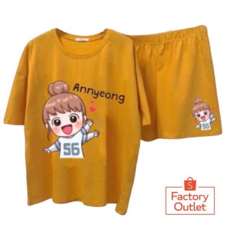 SET SETELAN ANNYEONG |  Set Annyeong baju + celana