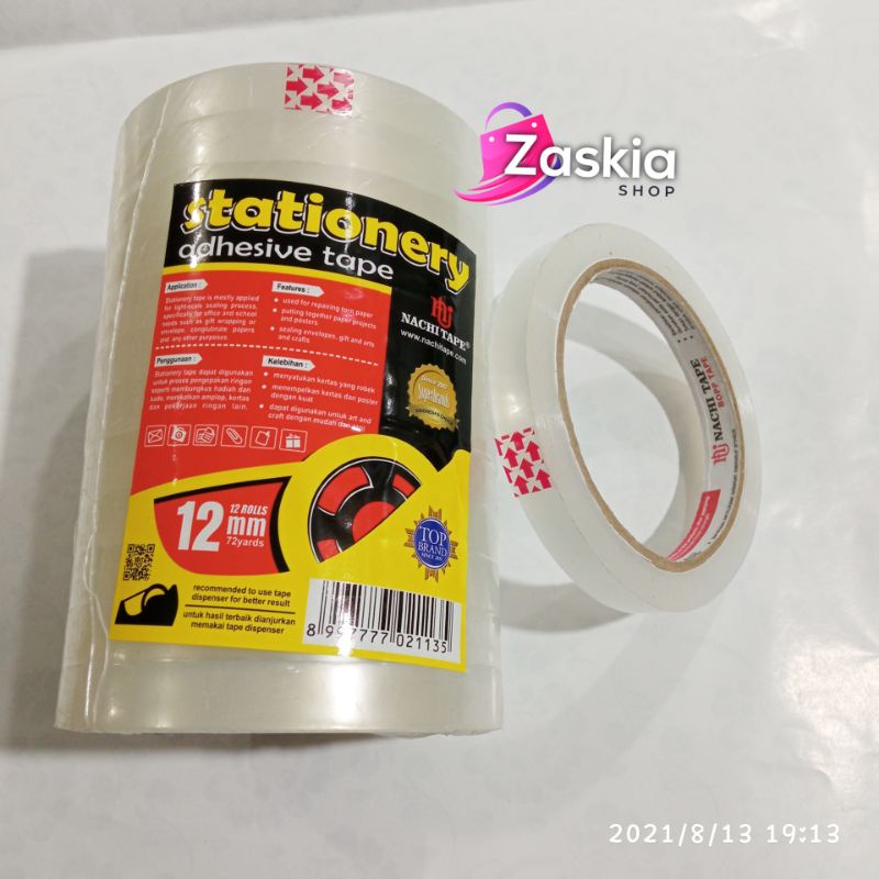 

Isolasi nachi tape bening 12mm 72 yard ROLL BESAR