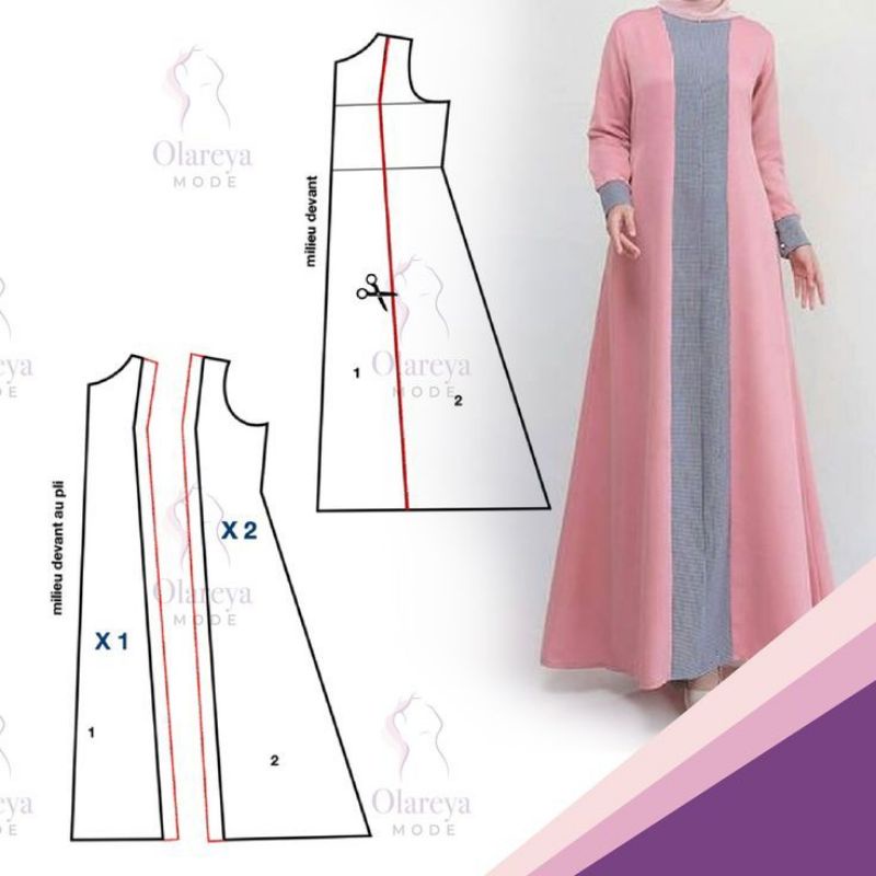 POLA INSTAN GAMIS ALINE /POLA MURAH /POLA JIPLAK/TERBARU/POLA GAMIS