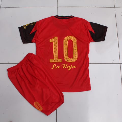 setelan baju kaos bola anak spanyol usia 5-12thn bisa sablon nama