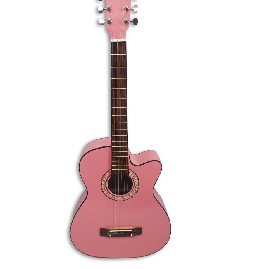 Promo - Gitar Akustik Merk Yamaha Warna Pink Buat Kado Atau Pemula ,.
