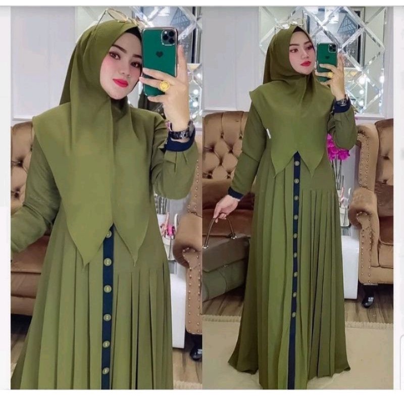 Gamis busui  elisa wanita muslim polos jersey lemonskin elisia dress