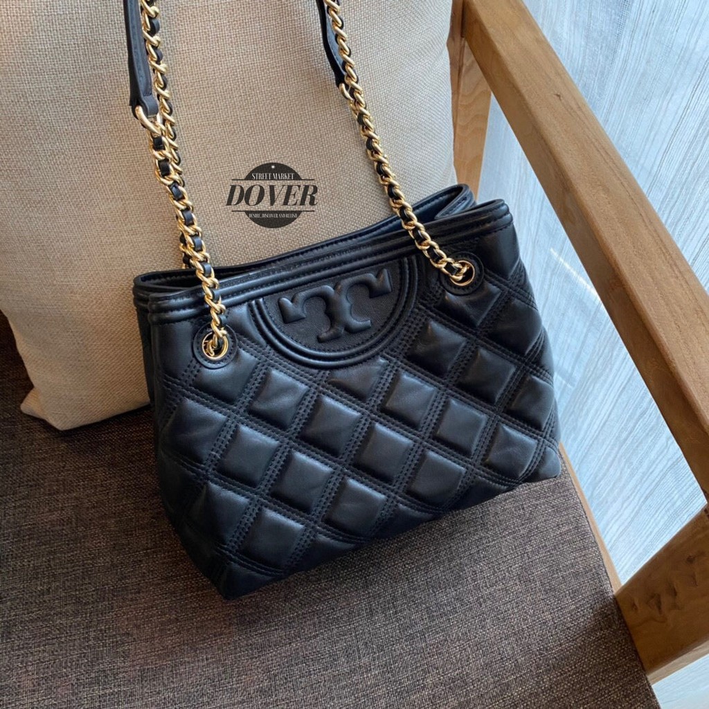 Tory Burch Fleming Soft Small Tote In Black - ORIGINAL 100%