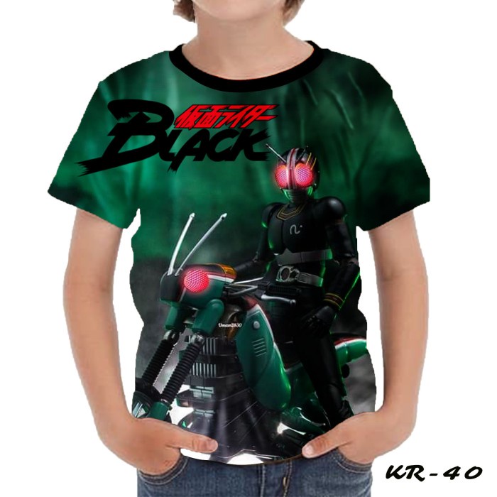 Kaos anak Kamen Rider Black dan Belalang tempur