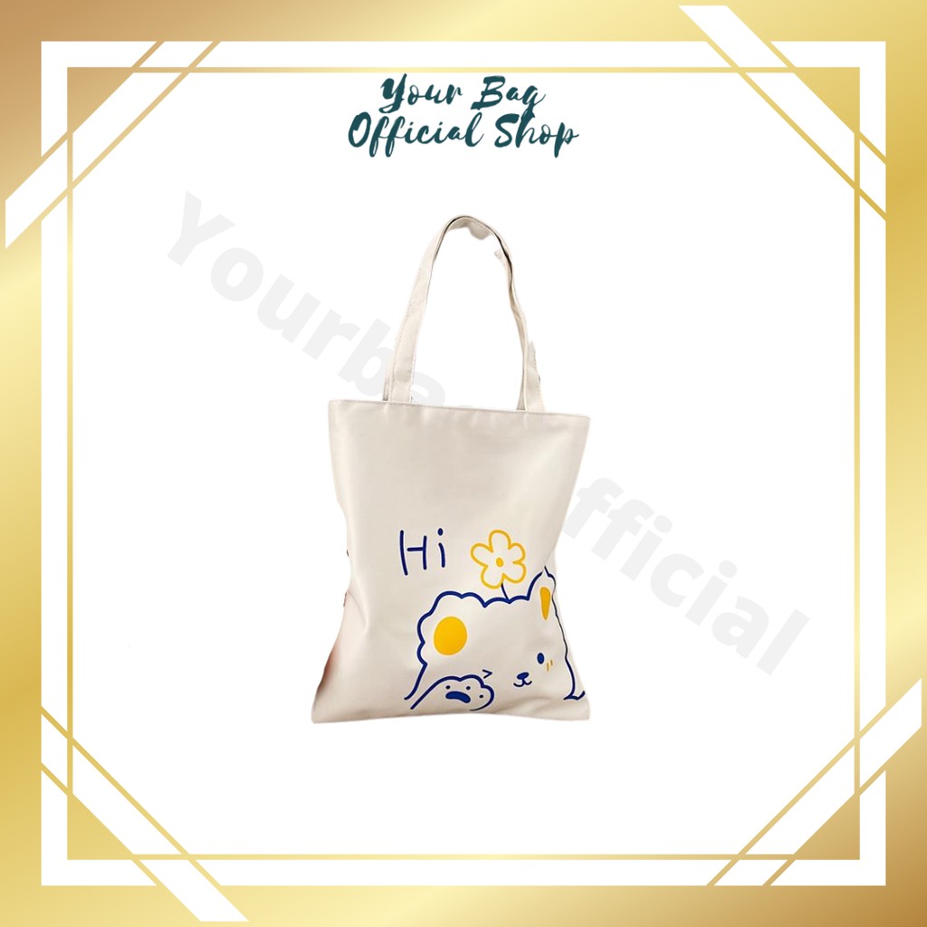 Tas Totebag Resleting Kanvas Wanita Import Series 11