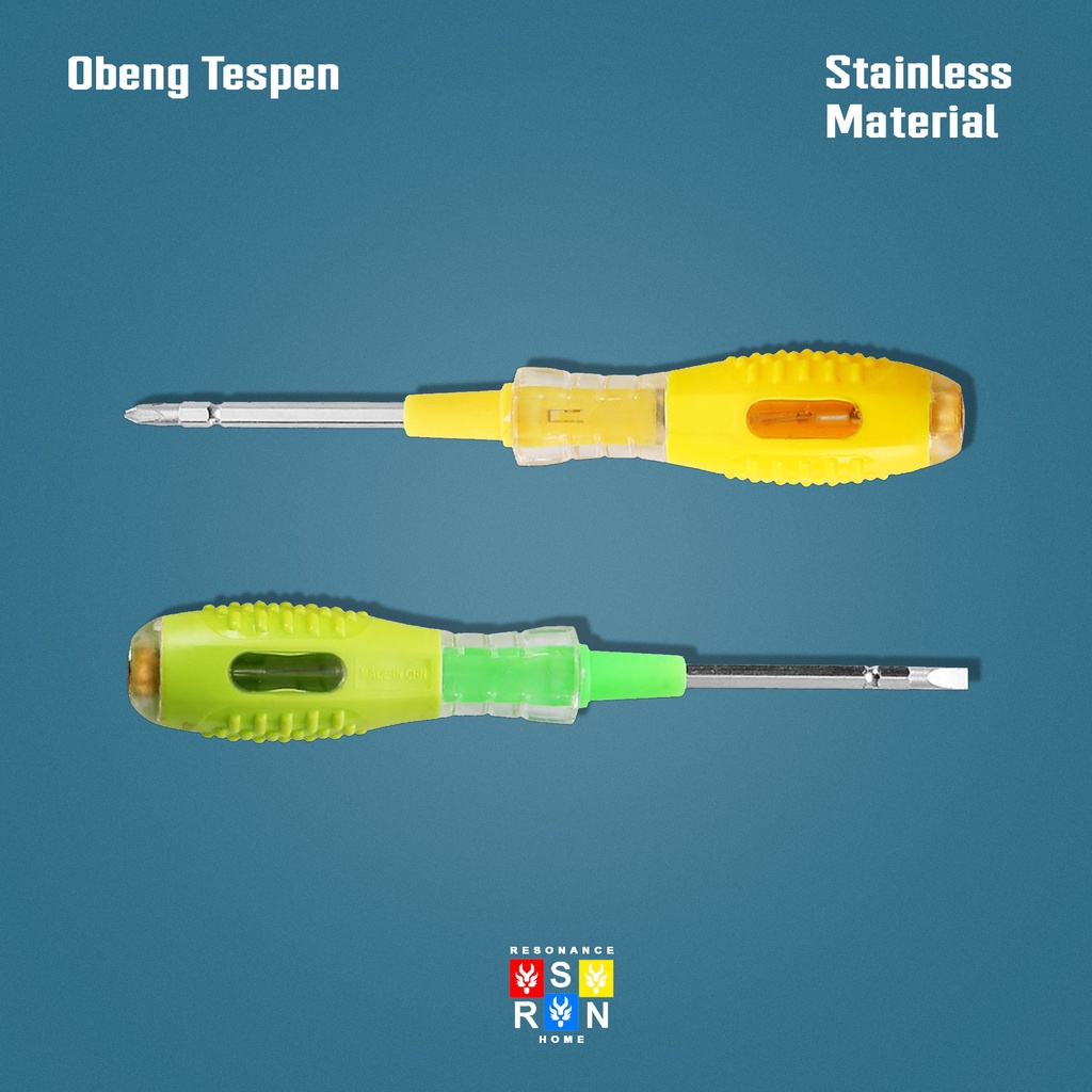 Obeng Tespen Gagang Karet Bolak Balik / Testpen Screwdrive Resonance Home