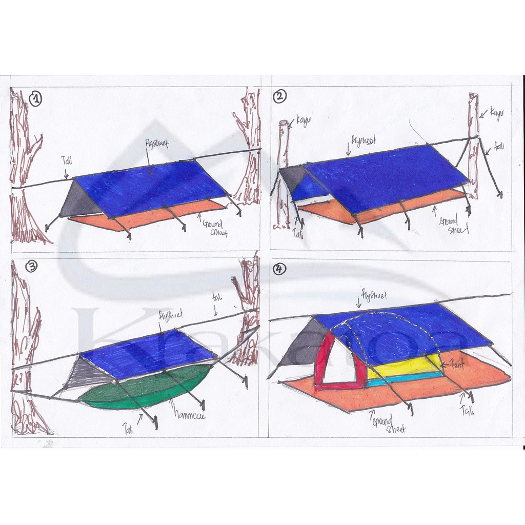 【COD】Flysheet Waterproof 2x3 Meter 8 Lubang Lobang` Tenda Bivak Anti Air 3x2 m` 2*3 Flesit 3*2