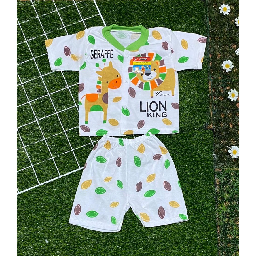 baju bayi motif lion geraffe setelan 3-18bulan (PD 035)