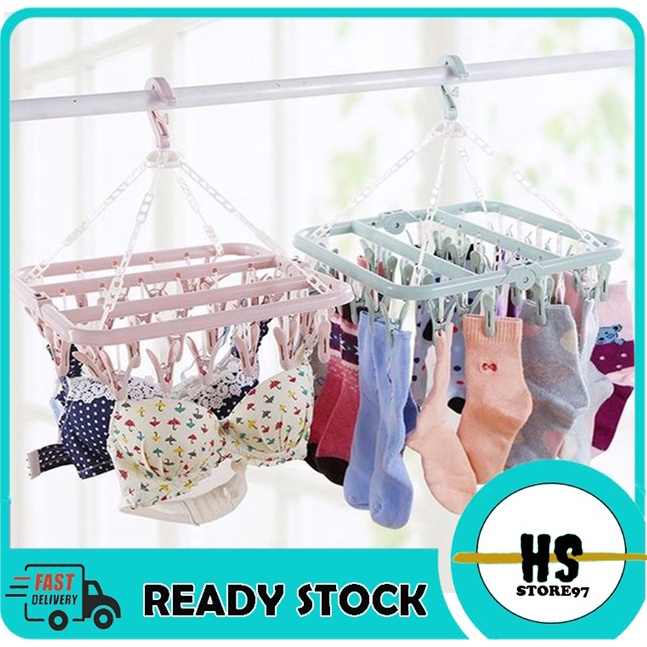 Gantungan Baju 32 Jepitan Hanger Jemuran Pakaian Celana Dalam Kaos Kaki Bra
