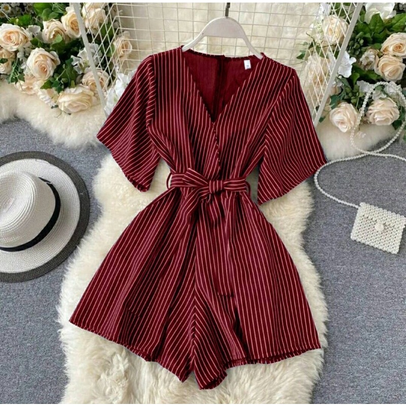 jumpsuit jumsuit jamsuit pendek / jumpsuit lengan pendek / jumpsuit salur