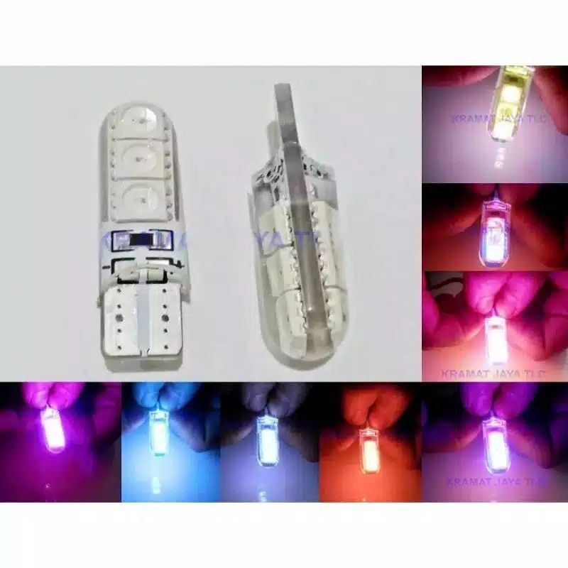 Lampu led sen 6 mata t10 jelly flash kedip strobo universal semua motor-Rgb {warna-warni)