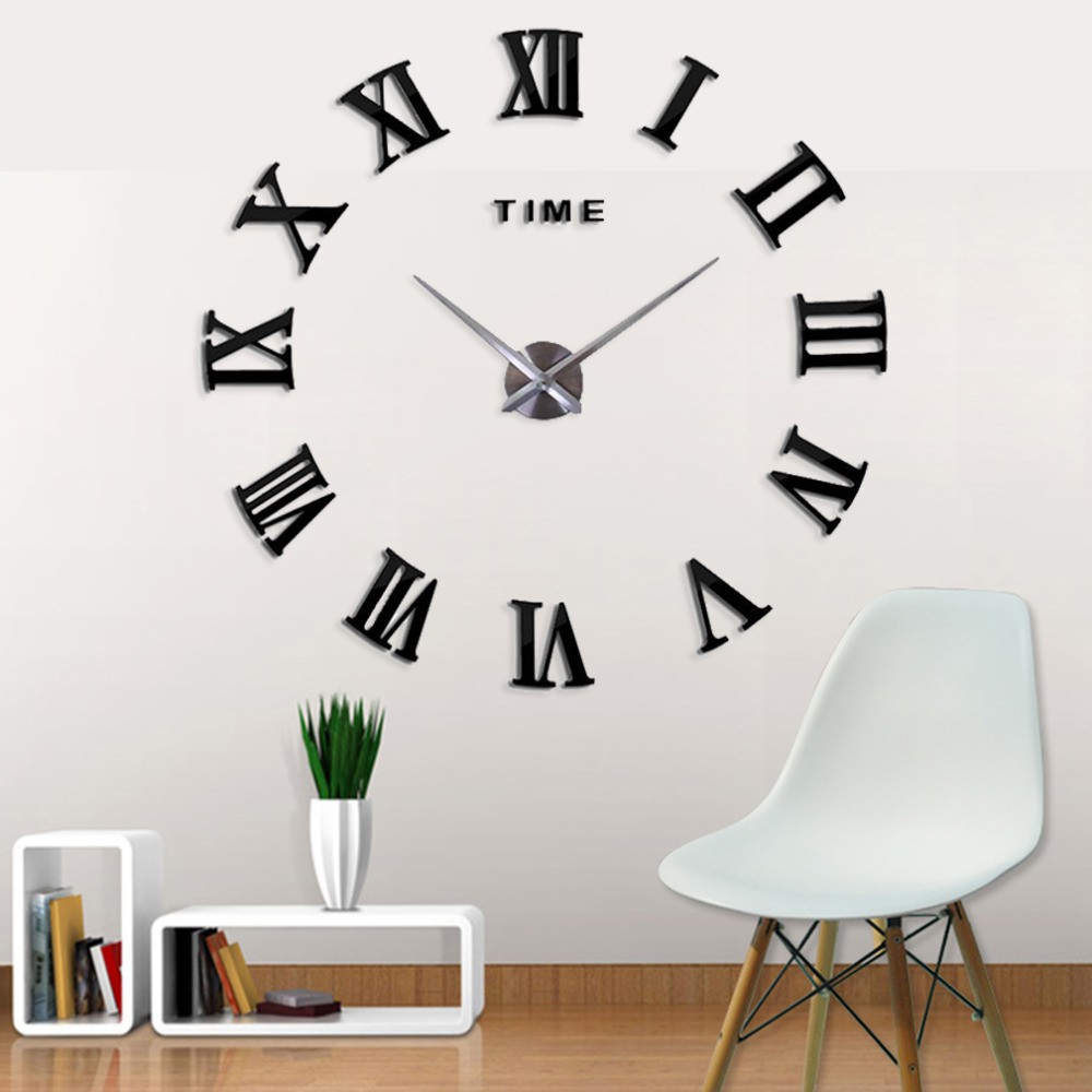 New Fashion 3d Big Size Digital Beautiful Wall Clock New Black Color Home Decor Free Shopee Indonesia