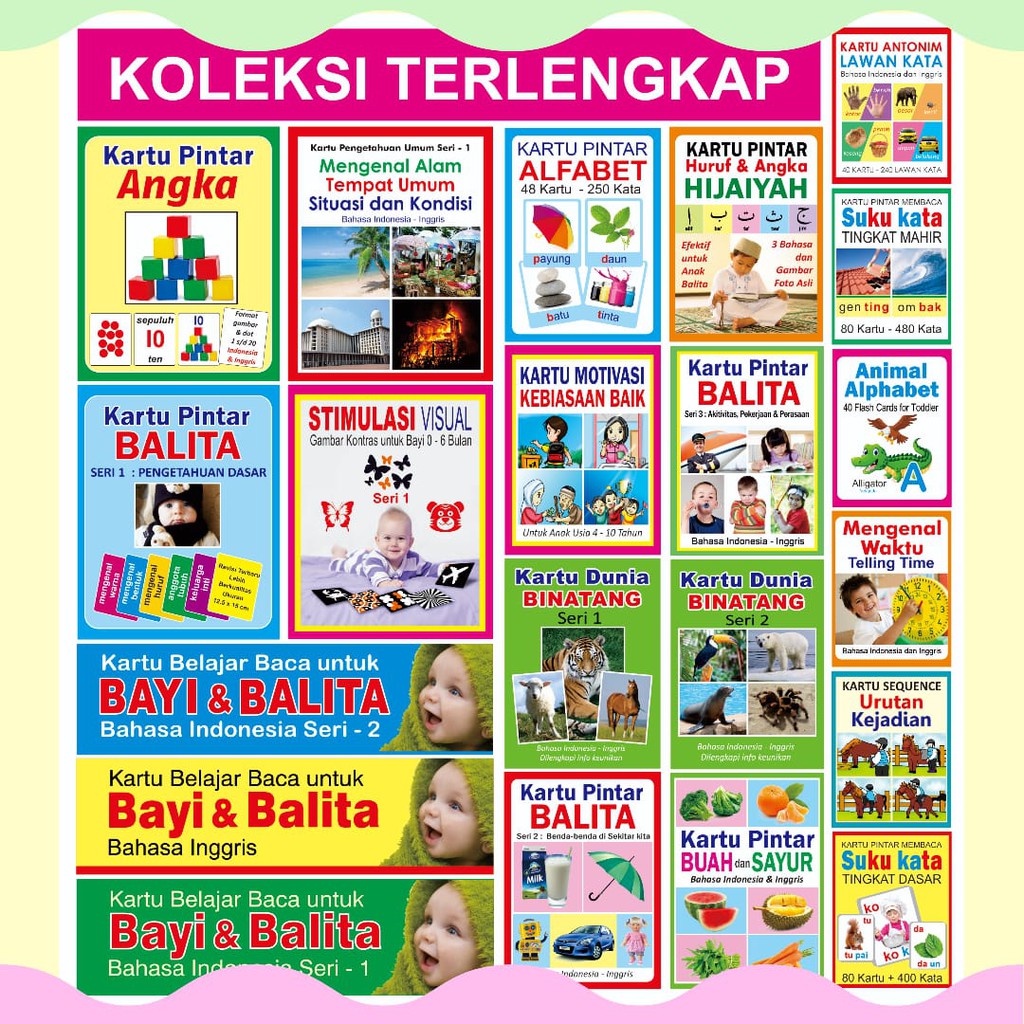 Flashcard Kartu Pintar Belajar Balita Huruf Hijaiyah Angka Buah Sayur - Flash Card - by VISI VICTORY