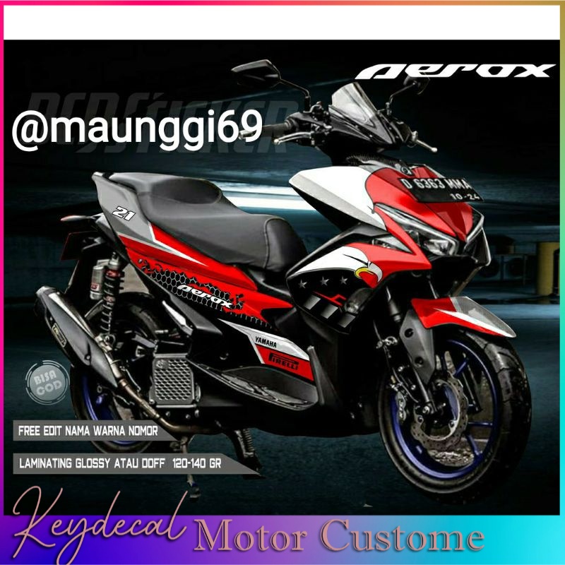 Decal aerox 155 ull body Sticker striping yamaha aerox merah Stiker decal aerox 155 aerox 155 produk
