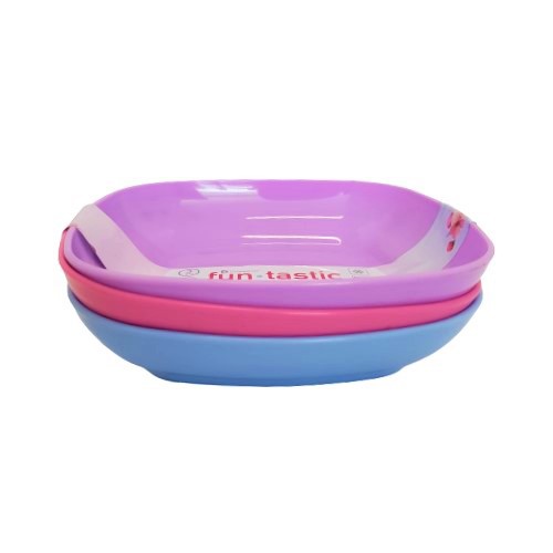 [Gift] Technoplast Set Piring Makan Persegi / Dinner Square Plate Funtastic Blossom 7" 3 Pcs