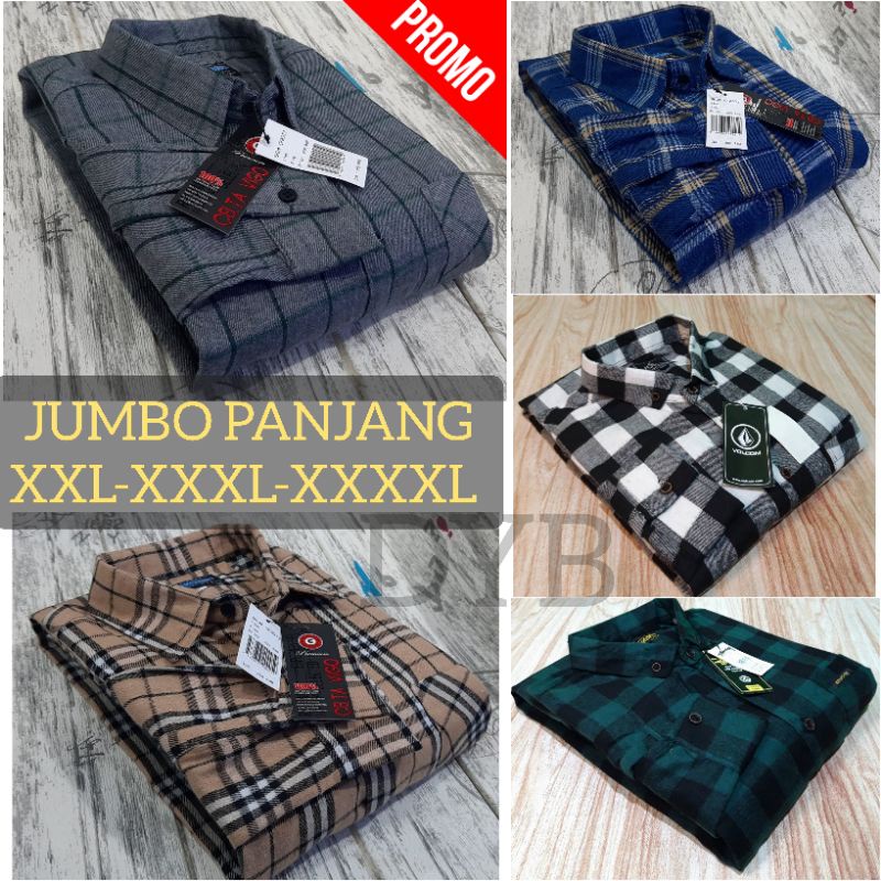 kemeja flanel jumbo pria size xxl xxxl xxxxl lengan panjang - flanel big size import lengan panjang - kemeja flanel jumbo