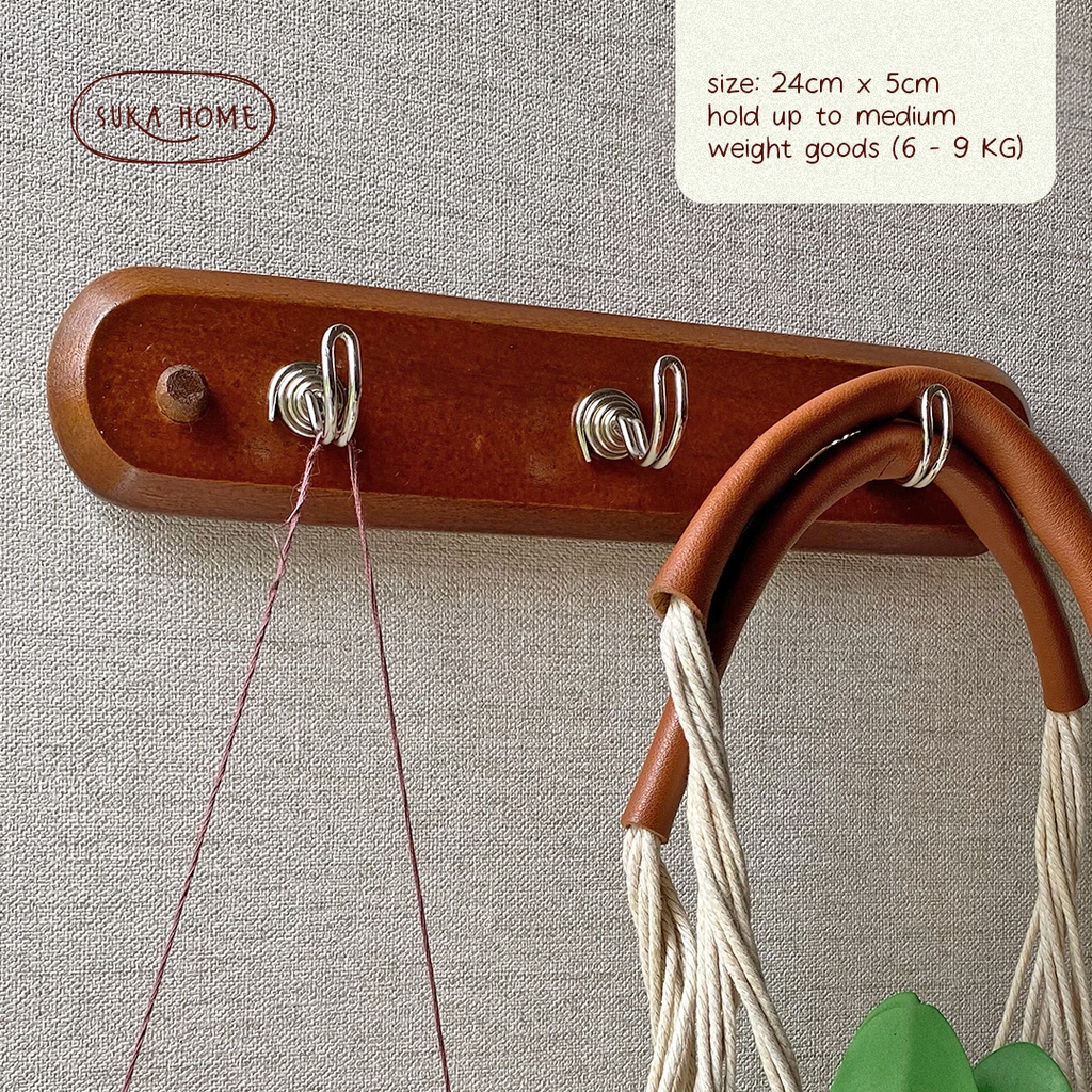 Gantungan Baju Kayu Kapstok Korea 3 Kait Wooden Hook Gantung Rak Dinding Vintage Kayu ala Korea by Suka Home