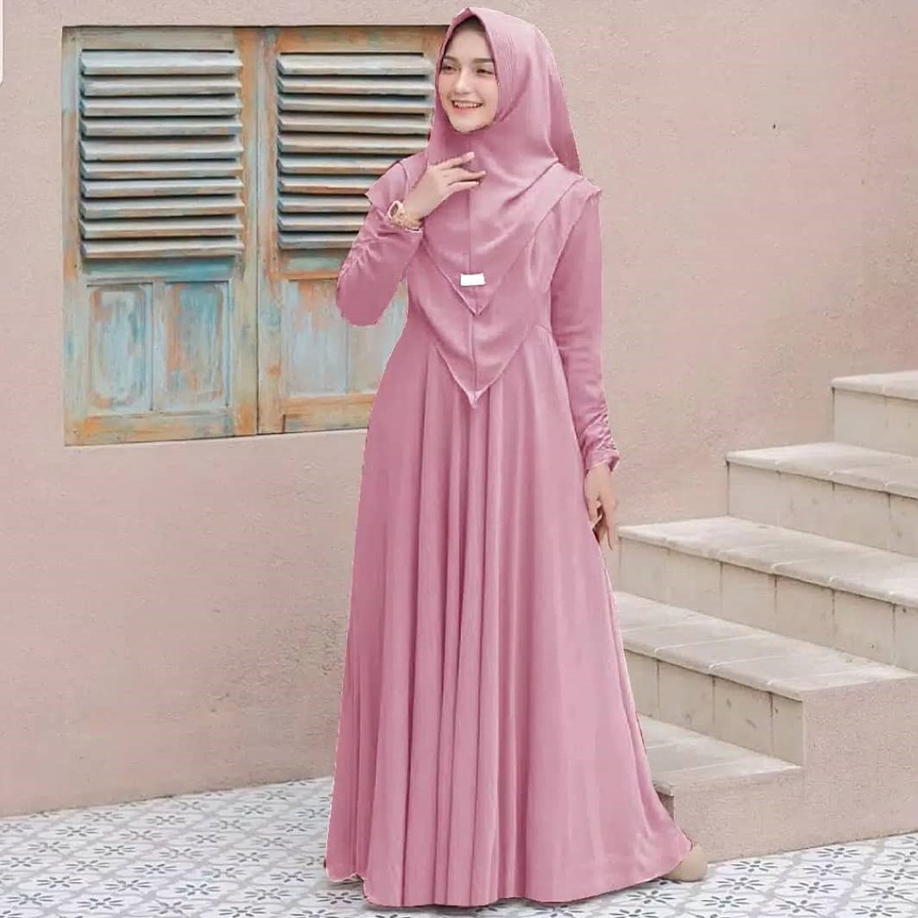 MAYRA SYARI SET KHIMAR M-XXL Gamis Baju Busana Wanita Muslim Remaja Jumbo Terbaru Termurah 2021-1