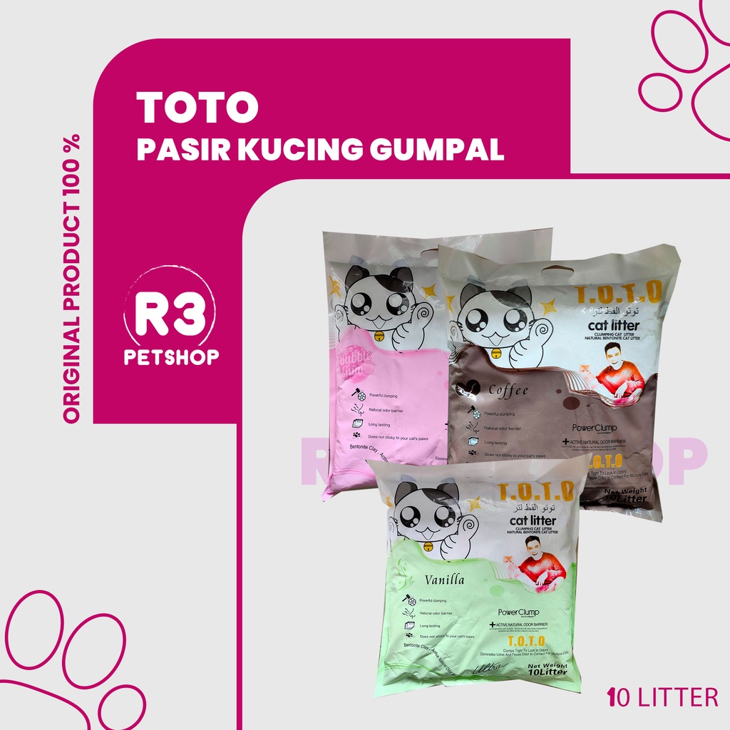 Pasir kucing gumpal wangi TOTO 10L (EKSPEDISI)