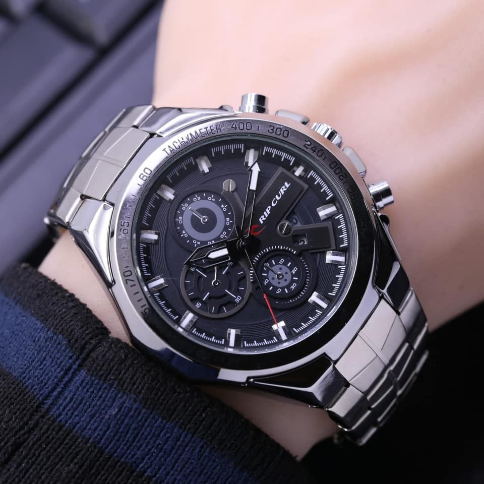 Original JAM TANGAN RIPCURL RANTAI CRONO OFF TGL AKTIF RESELLER 4.6CM Premium Kekinian
