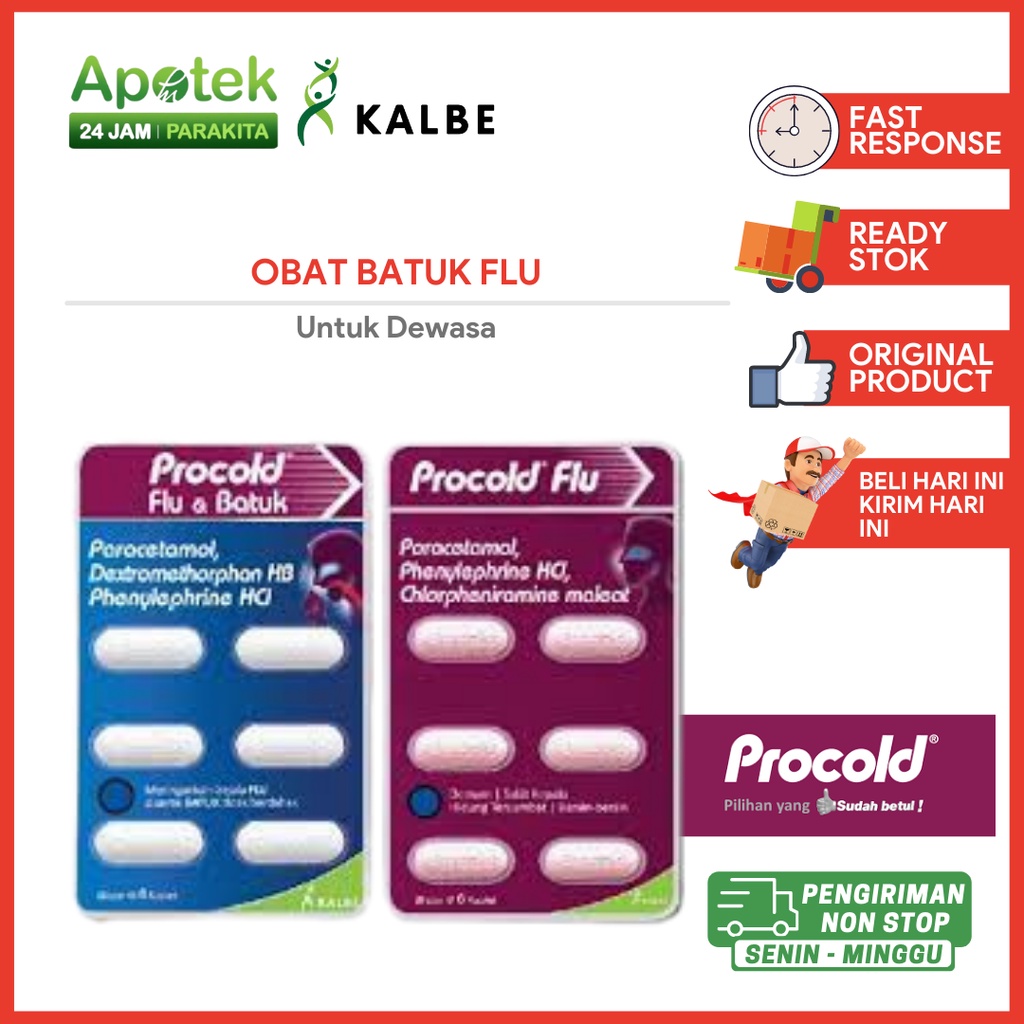 Procold Flu / Procold Flu Dan Batuk / Untuk Meringankan Gejala Batuk / Flu / Demam