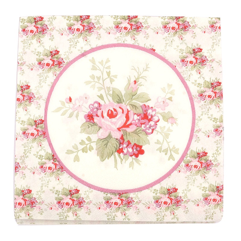 20pcs/pack Rose Flower Paper Napkins Print Tissue Napkins Decoration Serviettes