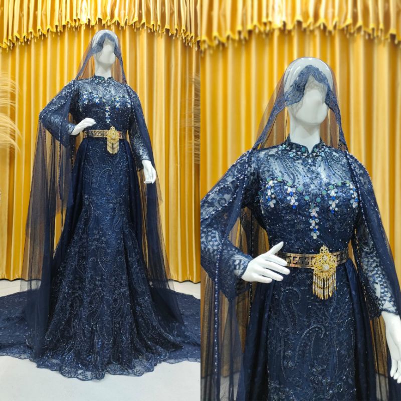 kebaya pengantin span duyung full Payet ekor cantik mewah
