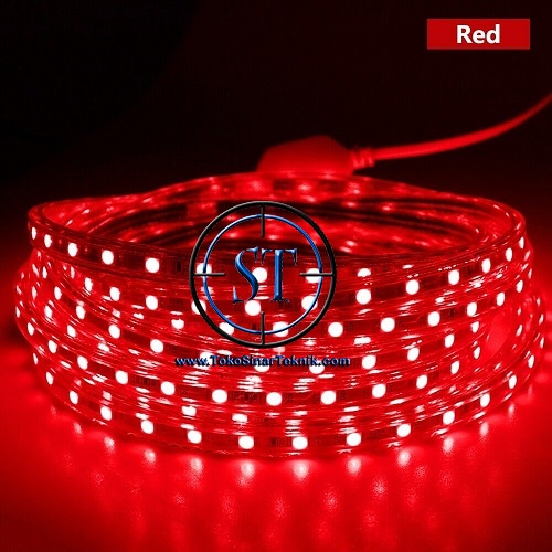 Lampu Led Strip Selang RED SMD 5050 Panjang 1-5 Meter In Ac 220V Warna Merah Cocok Indoor - Outdoor Lampu Hias Taman Plafon Rumah Waterproof