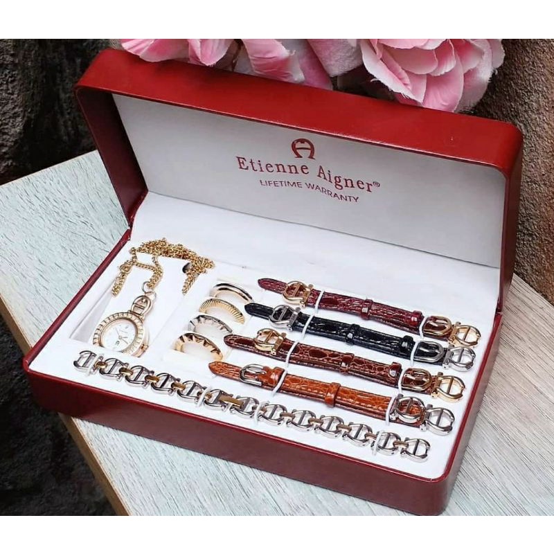 Aigner Set Watch Necklace Preloved