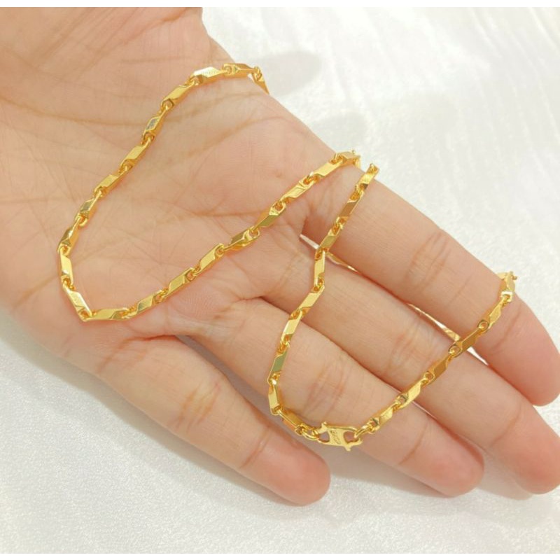 kalung titanium dewasa / kalung balok mini / kalung warna gold