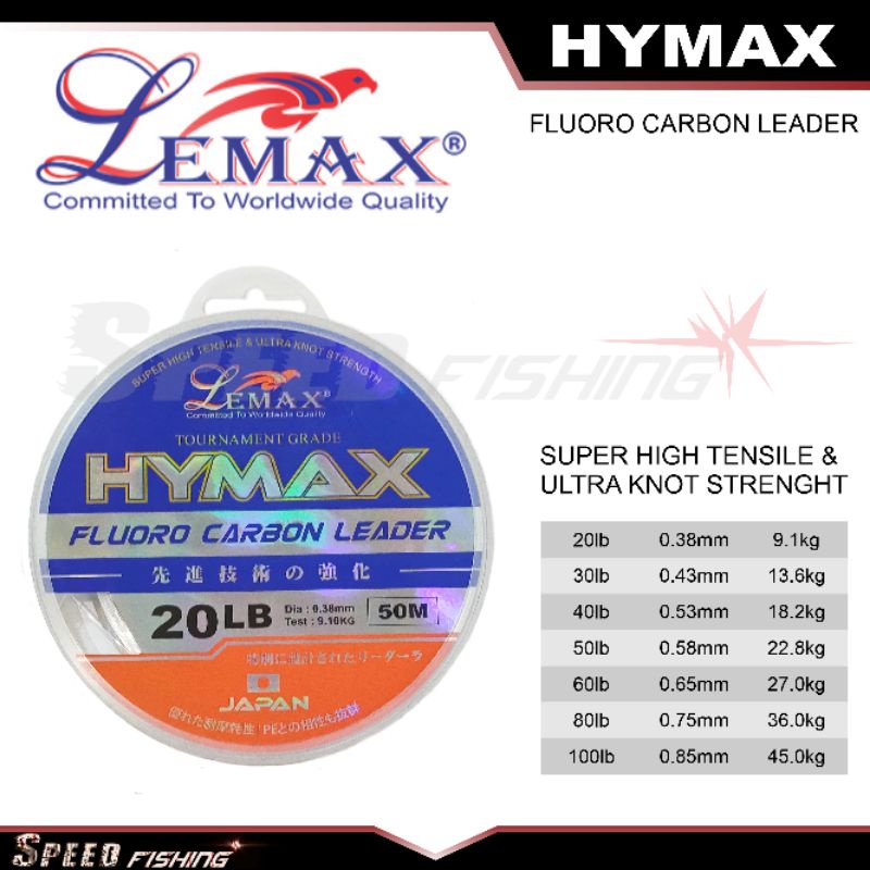 Lemax Hymax Fluorocarbon Leader 50m Senar Pancing Leader FC