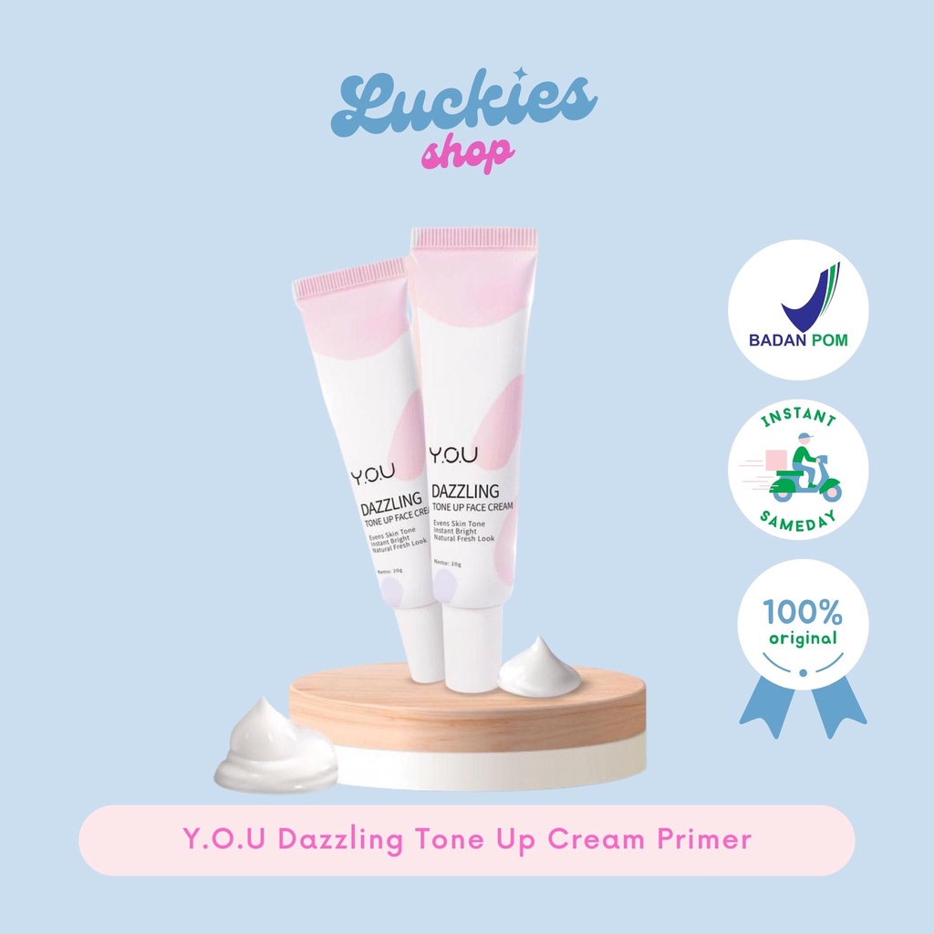 BPOM YOU Dazzling Tone Up Cream Primer Krim Pelembab Pencerah Wajah Muka Cerah Seketika