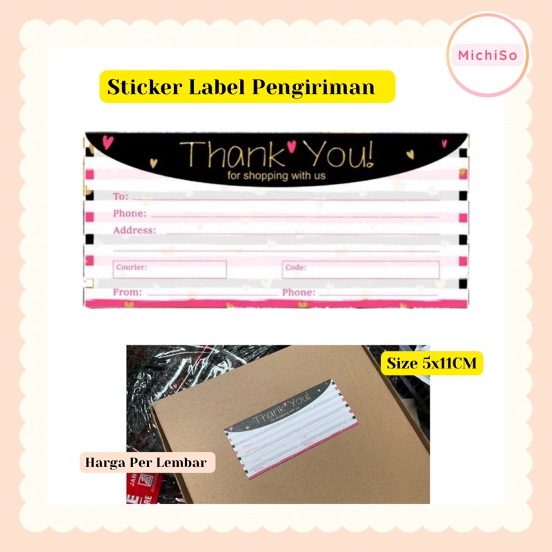 

label pengiriman olshop 5x11CM | STICKER pengiriman per LEMBAR | sticker paket | label pengiriman - michiso.id