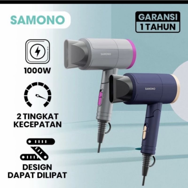 SAMONO Hair Dryer 1000 Watt Pengering Rambut 2 Tingkat Kecepatan