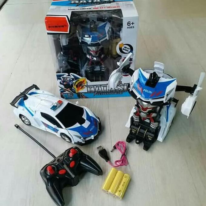 MAINAN RC MOBIL POLISI TRANSFORMER DEFORMATION POLICE CAR REMOTE
