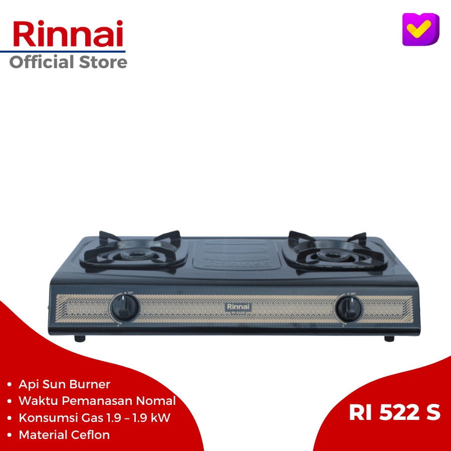 Rinnai Kompor 2 Tungku RI522 S RI-522S RI 522S 522 S RI522S