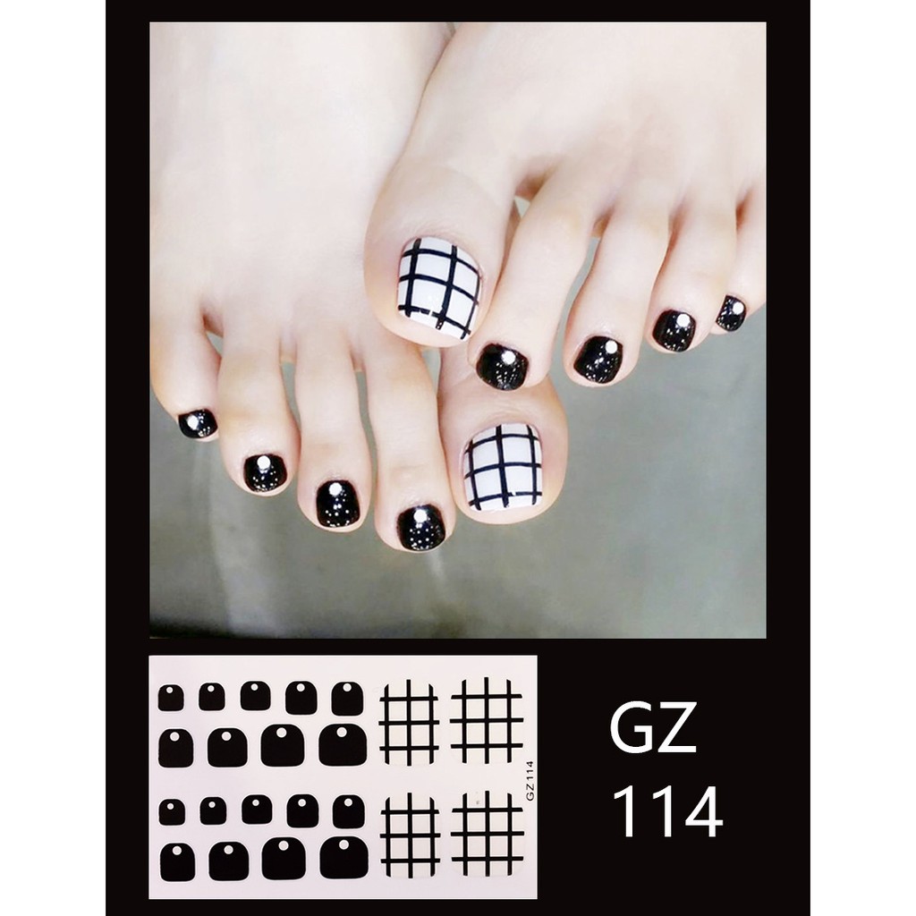 GZ098-114 3D Toe Nail Sticker DIY Nail Art Self-adhesive False Nail Sticker Waterproof Manicure