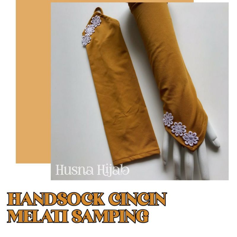 [HUSNA COLLECTION] Handsock Cincin Melati Samping / Sarung Tangan Melati Bahan Jersey