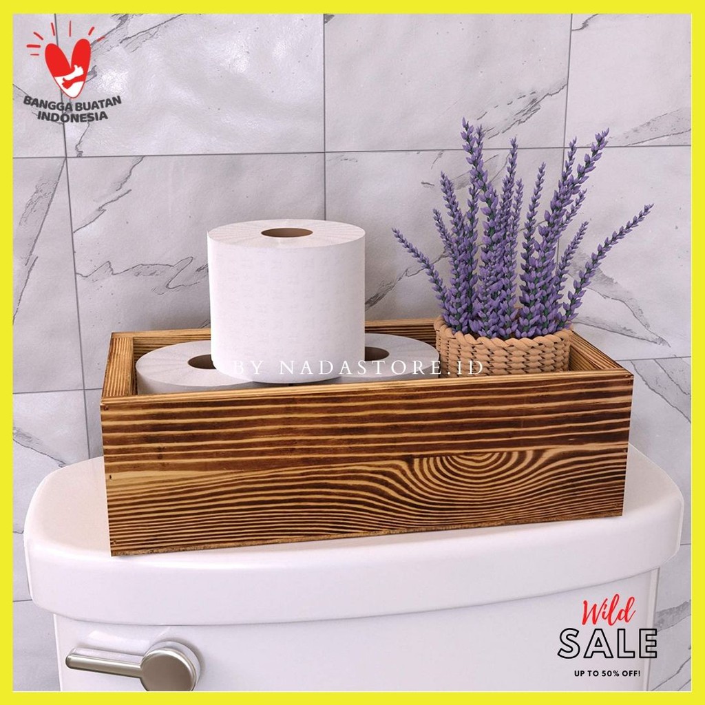 Mini wood crates kotak kayu burned , Wooden Tray , Toilet Tissue Holder Organizer Box CODE W007