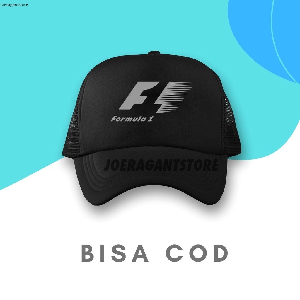 Topi Trucker Topi Jaring Hitam Logo F1 Topi Jaring Polos Topi Jaring Pria JS