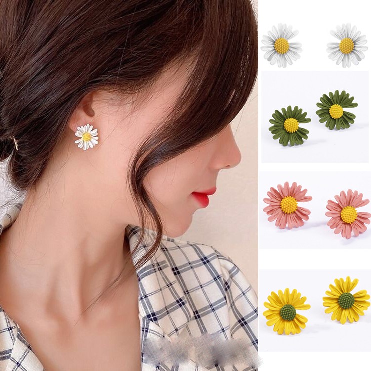 Anting bunga daisy Anting kepribadian bunga sederhana