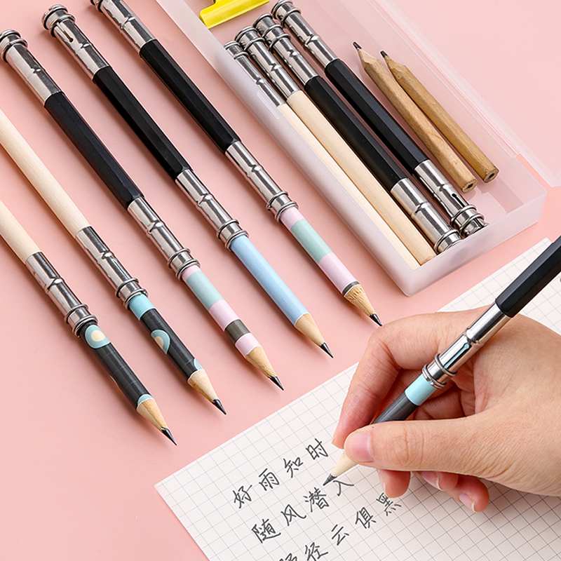 Double-Ended Pencil Extender Extension Rod Pen Cap Student Stationery.