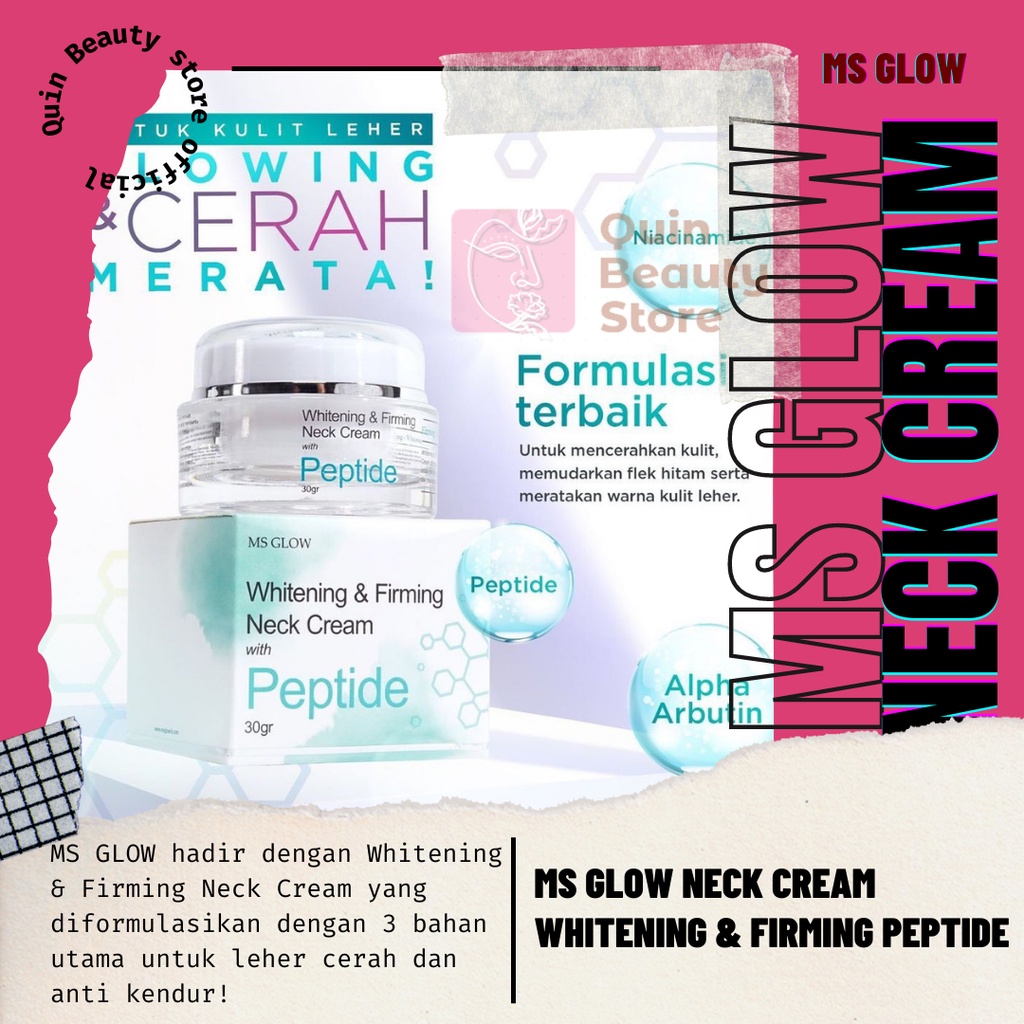 MS GLOW NECK CREAM WHITENING & FIRMING PEPTIDE | MS GLOW KRIM PEMUTIH LEHER | PENGENCANG KERUTAN LEH
