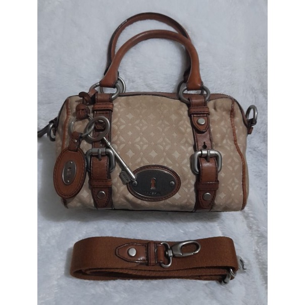 tas fossil maddox satchel pecan small preloved
