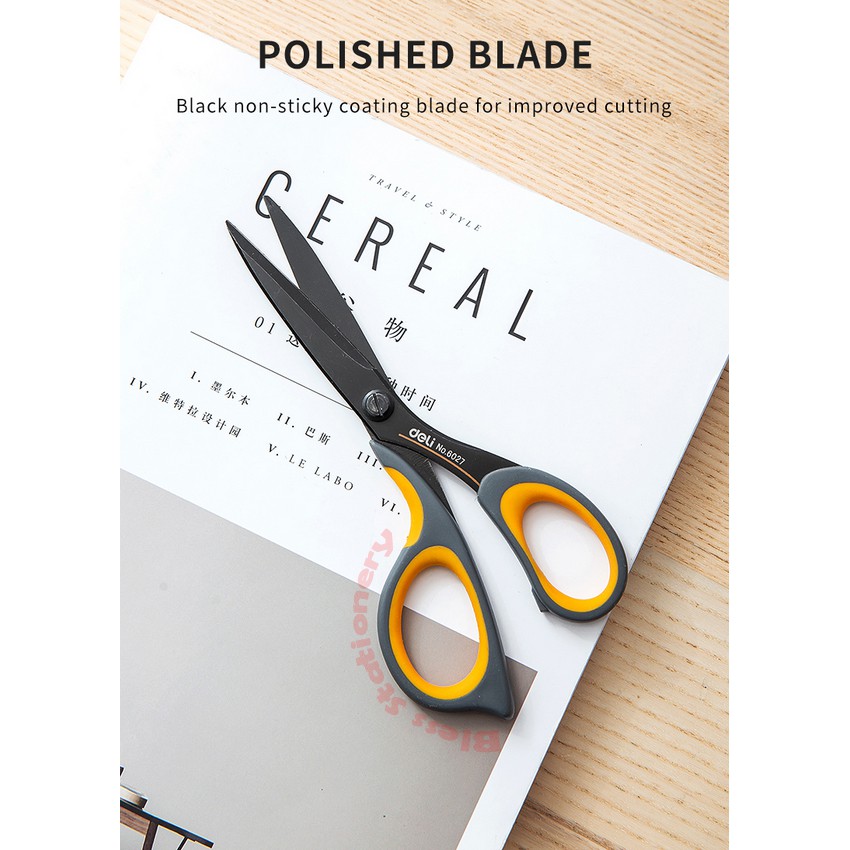 

RB Deli Gunting anti lengket 175mm Gunting hitam gunting anti karat Soft handle Scissors