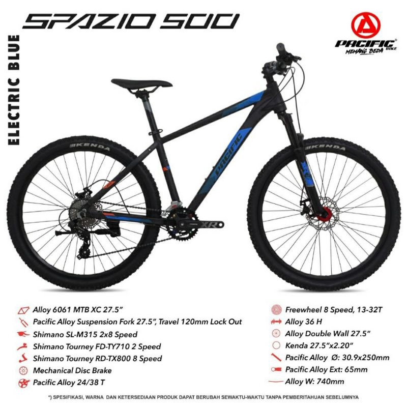 Sepeda Gunung MTB 26 inch Pacific Spazio 500 Alloy 8 Speed Double Disc